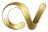 Covnant CV ribbon monogram — a metallic gold ribbon drawing a C sweeping into a V